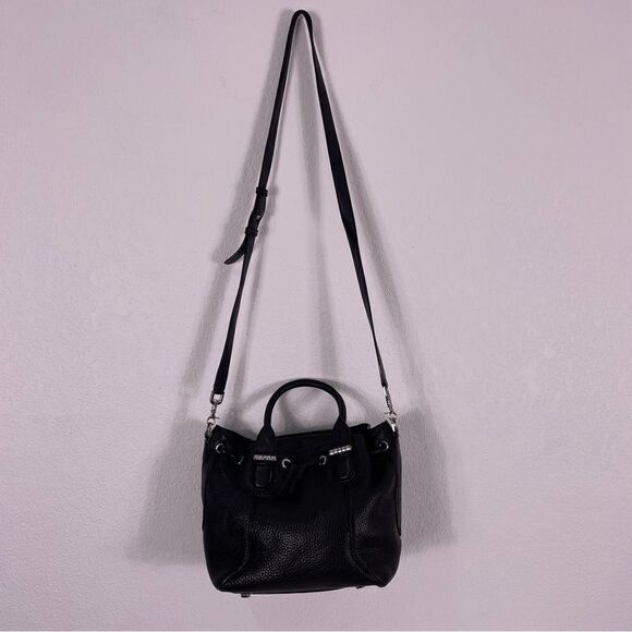 Mackage Black Leather Satchel Crossbody Purse - Picture 1 of 9